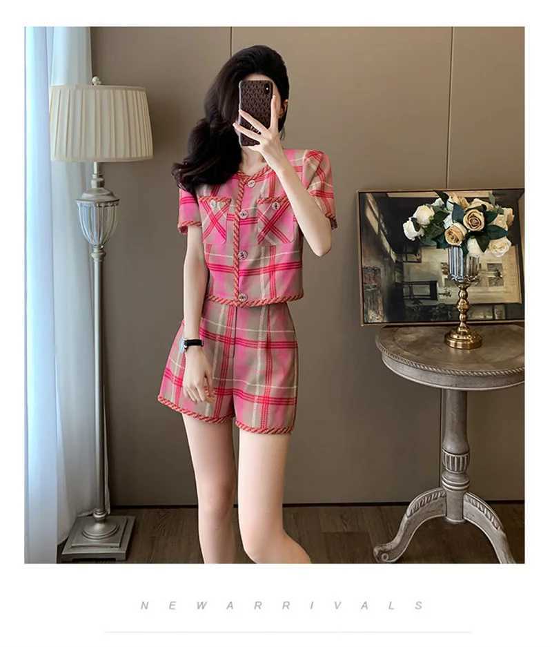 Women's Two Piece Pants Summer Cool Sasa Pulling Sister Bombing Strt Reducing Age Fashionable Western Style Small Fragrance Set Womens Summer Hig