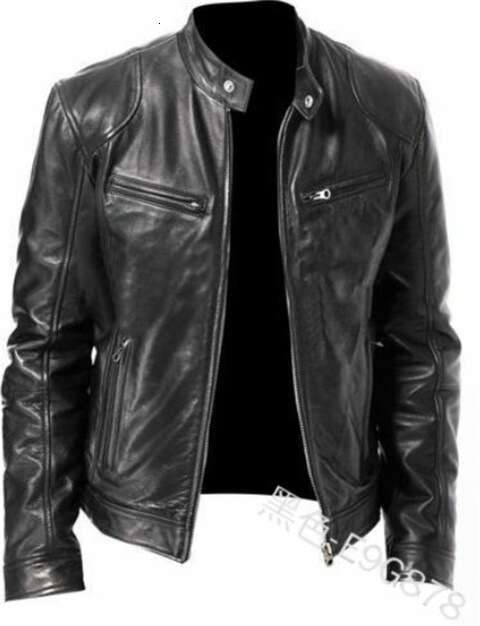 Men's New Style Stand Collar Slim Zipper Leather Jacket Fashionable Quality Classic