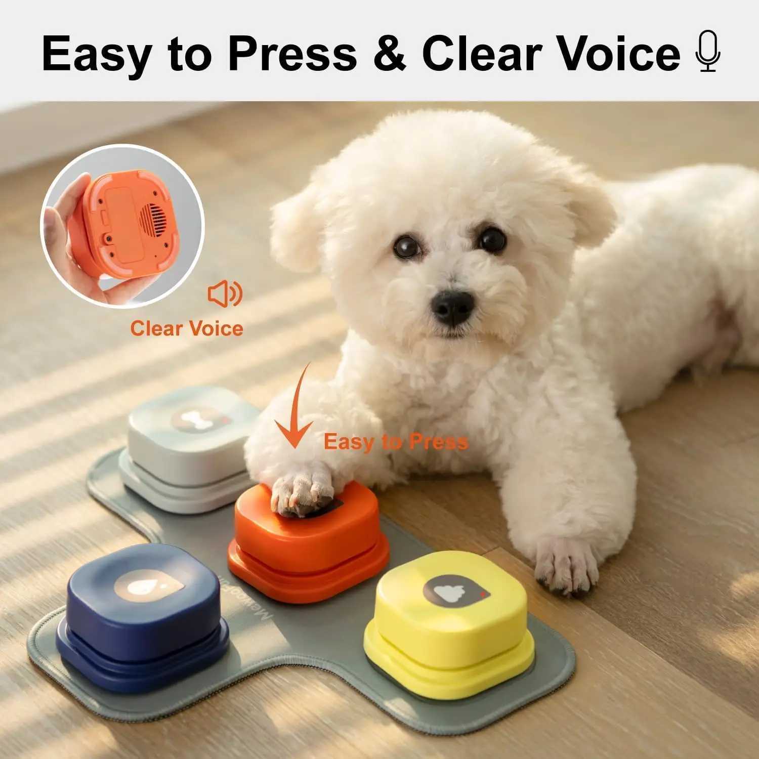 MEWOOFUN dog button records pet communication voice training interactive toy bell ringtone with mat and stickers easy to use X2412131