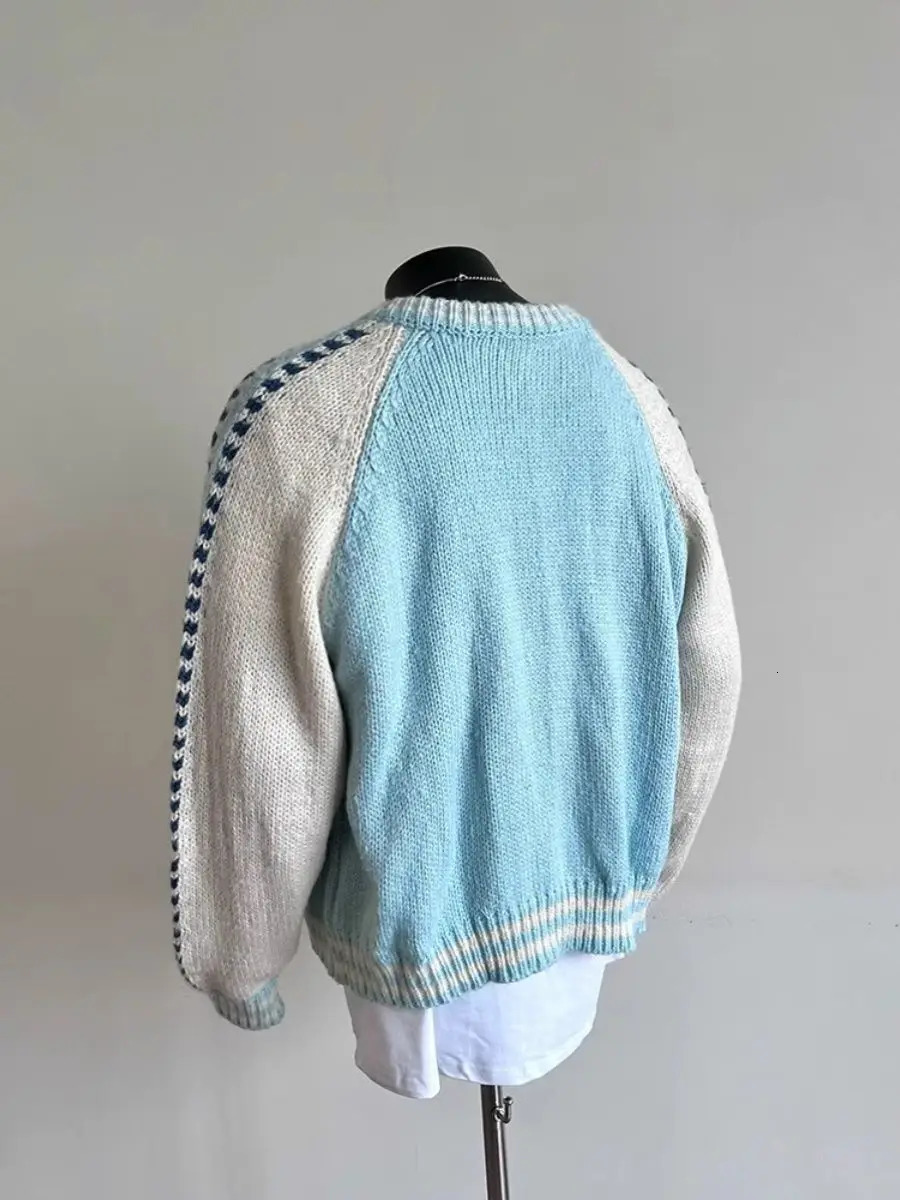 Fashion Trend n Knitted Wool Colorblocked Zipper Jacket Mens Winter Simple Casual Warm Couple Sweater Cardigan 241213