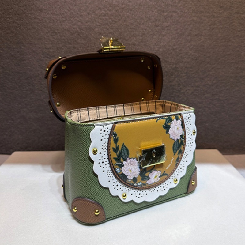 French Version Simulation Leather Texture Women Crossbody Bags New Niche Bucket Shoulder Box Bag Fashion Commuting Handbags PU Cartoon