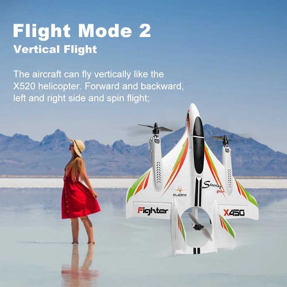 Electric/RC Aircraft WLtoys XK X450 RC Airplane RC Glider Fixed Wing Aircraft with 3 Models 2.4G 6CH 3D/6G RC Helicopters Vertical Takeoff RTF L250913