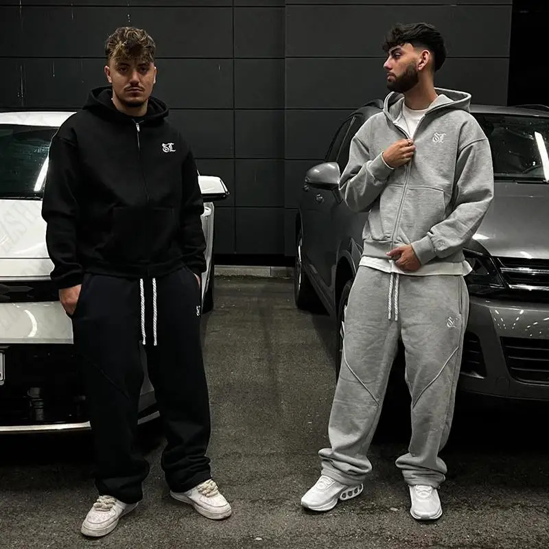 Casual mens Y2K streetwear Harajuku Grunge Gothic aesthetic letter printing fashion pants loose zipper hoodie hip-hop unisex 241212