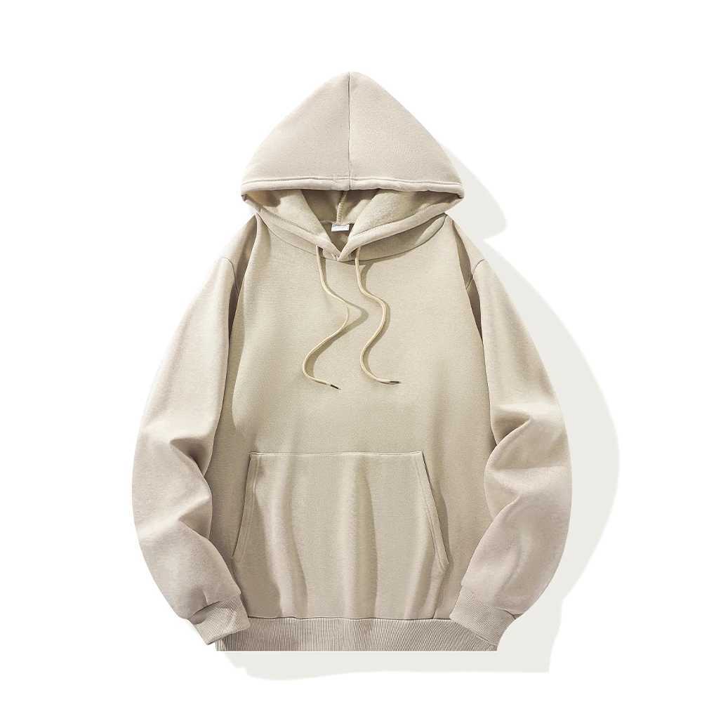 New autumn and winter casual thick hoodie mens solid color basic hoodie sportswear quality jogging texture zipper W241213