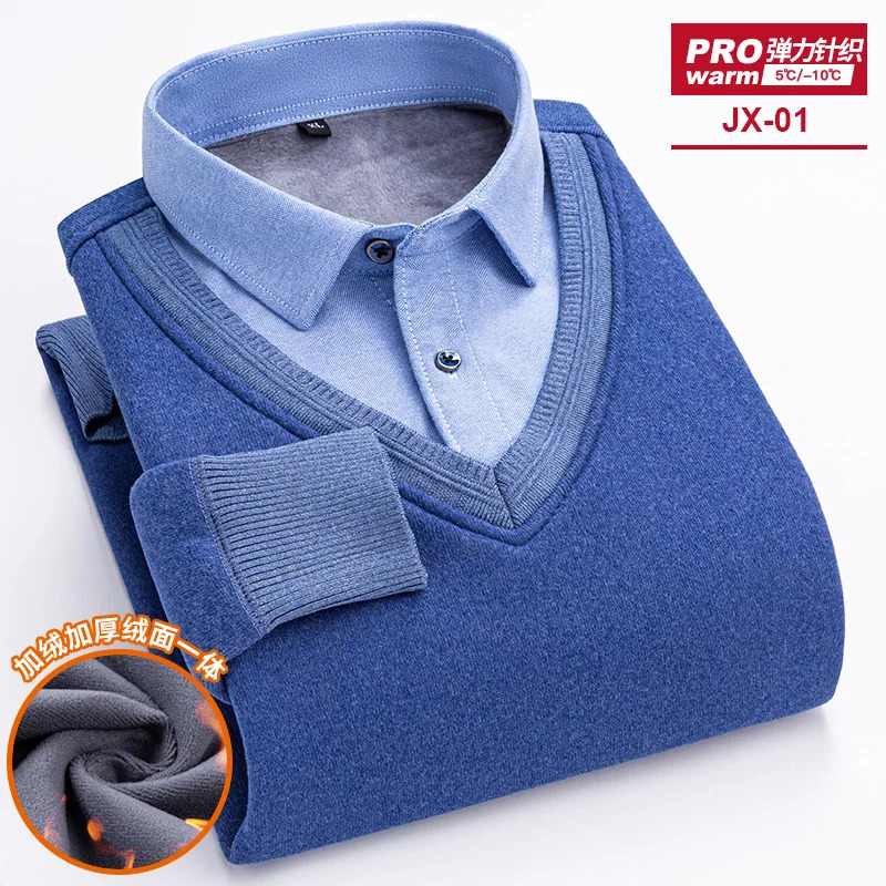 camisas de hombre two piece set men clothing ner clothes long sleeve fleece thickened warm sweater 241213