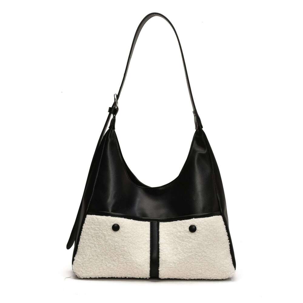 Korean style contrasting underarm fashionable niche texture tote bag, autumn and winter new large capacity multifunctional commuting bag