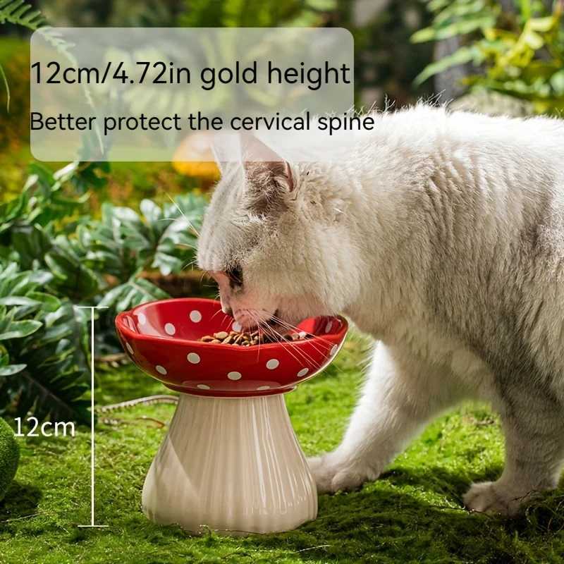 Cat Feeders Set Mushroom Design Cat Bowl Raised Cat Food Bowl Water Dish With Anti-Overturning Stand For Neck Protection And Easy Feed z241213