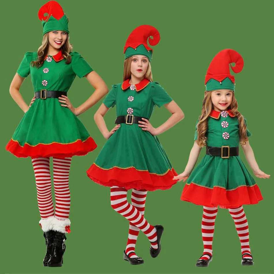 Children adults Christmas costume sets childrens tops pants hat straps childrens Christmas costumes boys girls birthday costumes elf costumes W241213