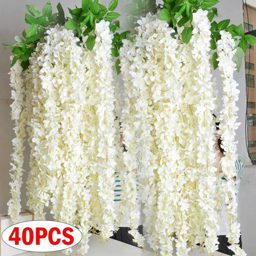 40/10pcs Artificial Flowers Wisteria Wedding Garland Wall Hanging Decor Artificial Flowers Garland for Garden Party Wedding HomeXJ241212