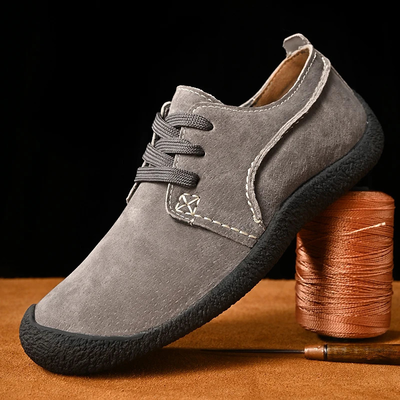Suede Leather Men Casual Shoes Fashion Male Hiking Shoes Trendy Sneakers Mens Comfortable Treking Footwear Trainers 241213