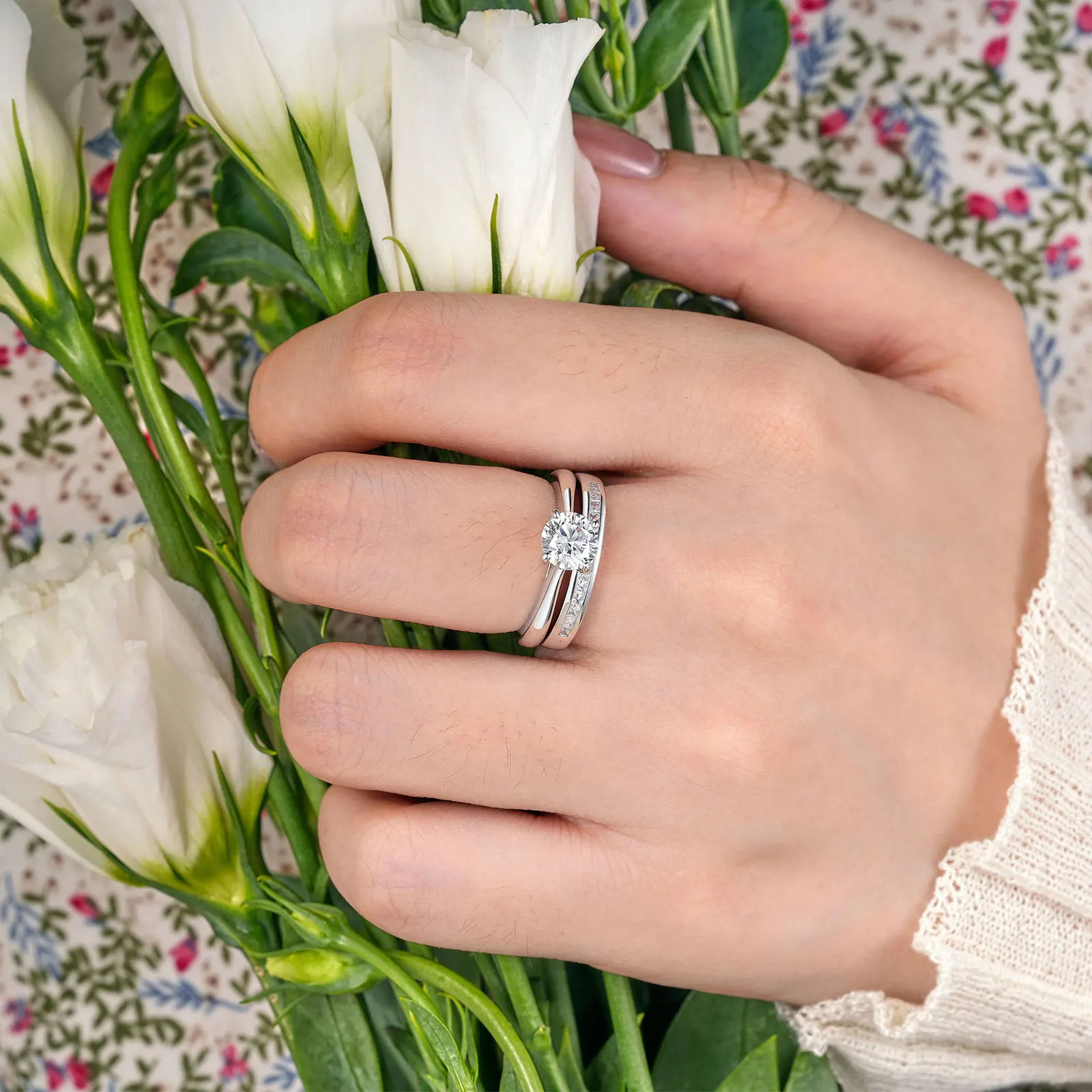 she 925 Silver Engagement Ring Wedding Band White Yellow Gold Jewelry y Solitaire Round Cubic Zircon Diamond Rings 241213