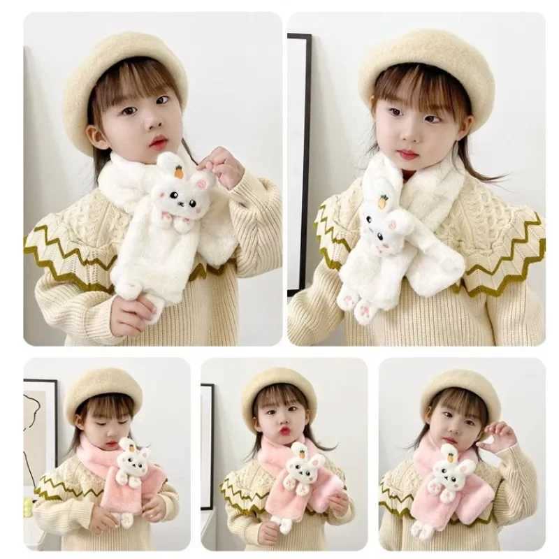 Scarves Wraps Winter Warm Plush Baby Scarf Cute Caroon Bears Boy Girl Newborn Toddler Faux Fur Children Cross Neckerchief Shawls H2412138QKF