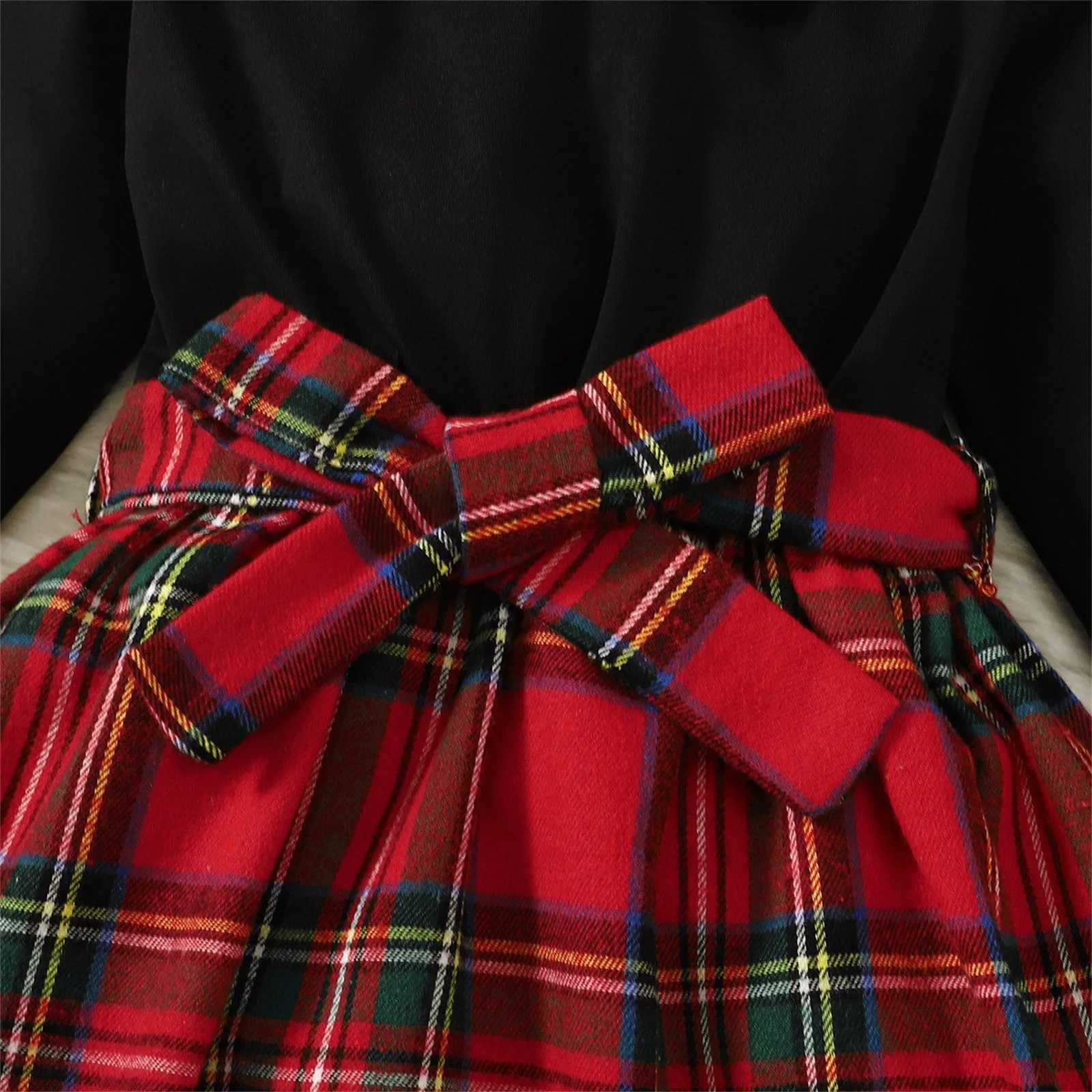 New Christmas Baby Long Sleeve Dress Set Long Sleeve Flat Dress Set Christmas Bow Princess Dress+Hat W241213