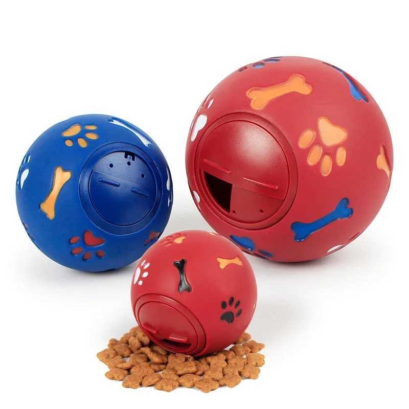 Dog toy rubber ball chewing dispenser leaking food game ball interactive pet teeth training toy blue red diameter 7.5cm X241213