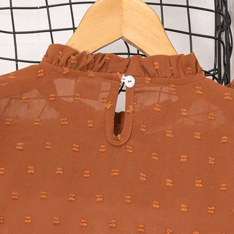Girls Spring Autumn Suit Solid Color Long Sleeve Lace Hollowed Out Pleated Top And Belt Button Decorated Short Skirt Casual Set W241213