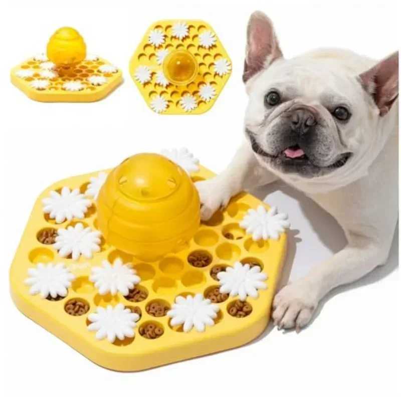 Fun Honeycomb Shaped Interactive Dog Puzzle Toys Slow Feeder Training Game Food Dispenser Slow Eating Pet Dogs Toy X241213