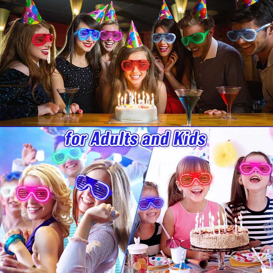 Sunglasses 5/10/15/20/30 Pcs Led Neon Party Glasses Light Up Glow in the Dark for Kids Adults Supplies H241213