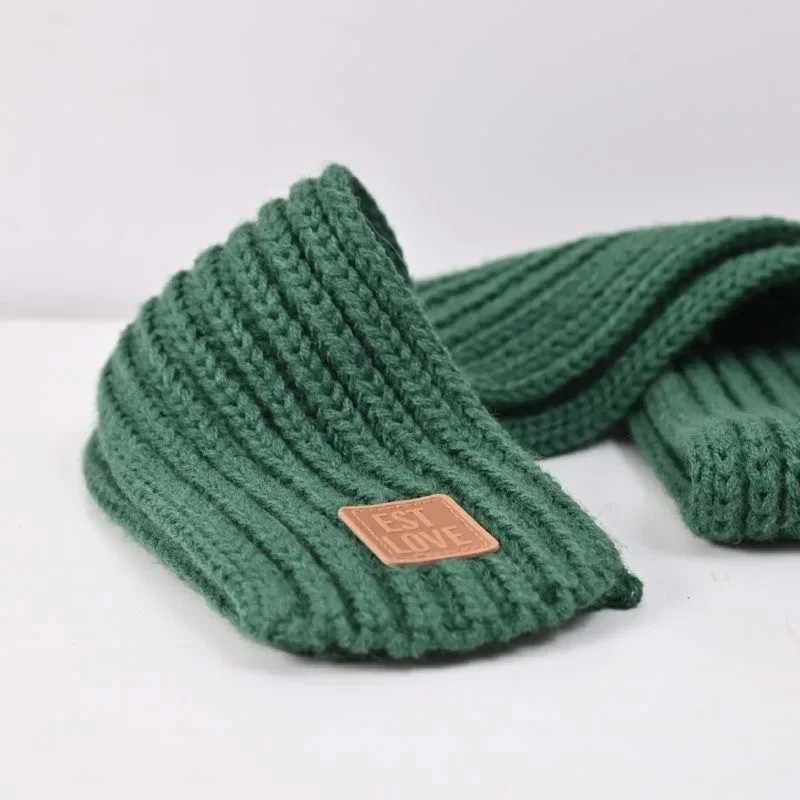 Scarves Wraps New Children Winter Autumn Knitted Scarf Keep Warm Solid Candy Colors Baby Girls Boys Kids Neck Gaiter H241213
