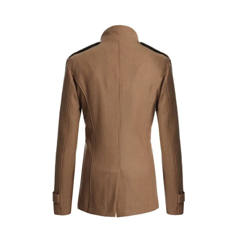 Mens Slim Fit Casual Double breasted Mid length European and American Fashion Long sleeved Woolen Coat Windbreaker 241213