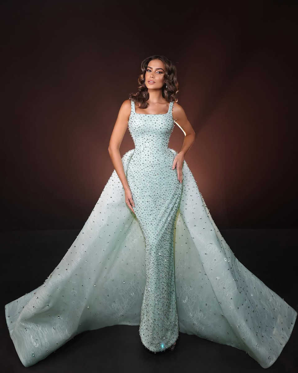 Elegant Bridal Dress Sequins Crystal Wedding Spaghetti Strap Sleeveless Ball Gown Detachable Train Customized Dresses Vestido De Novia