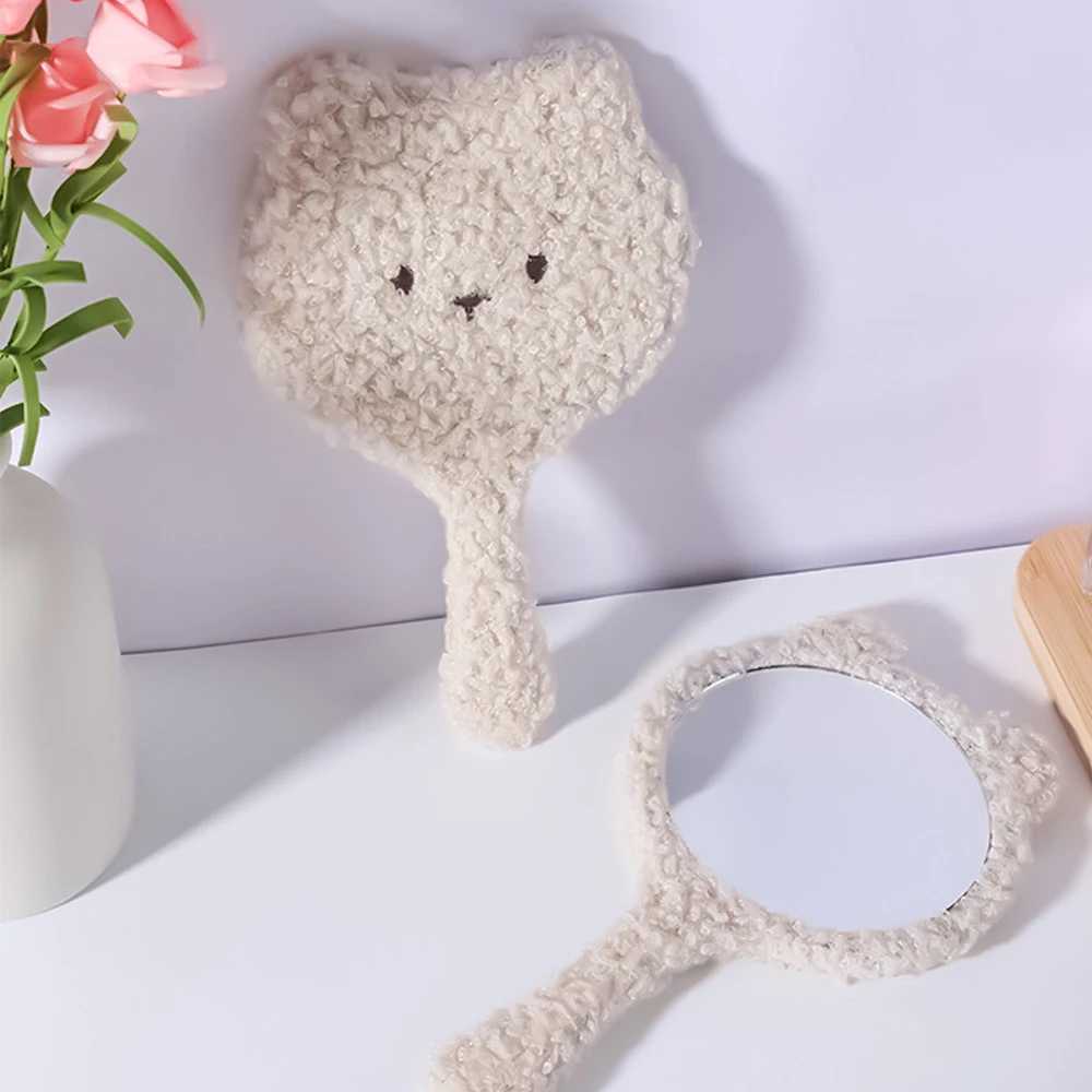 1 Pcs Cute Plush Bear Hand Held Mirror For Makeup 10x17.5cm High-definition Small Portable Handheld Mirror Cosmetic Beauty ToolsXJ241213