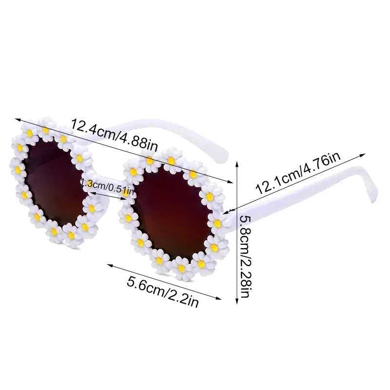 Sunglasses New Sunflower Round Glasses for Children Kids Outdoor Sun Protection Sunglasses Girls Makeup Birthday Party Favors H241213