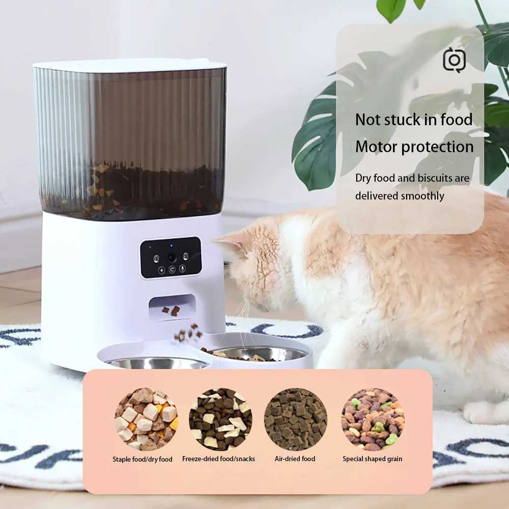 Cat Placemats 5L Smart WiFi APP Camera Automatic Pet Feeder Cat Food Dispenser Video Smart Feeder For Cats Dogs Pet Dry Food Bowl z241213