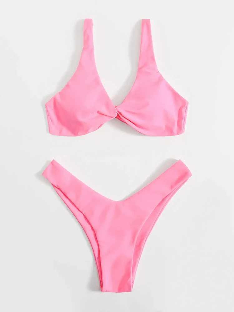 OIINAA Bathing Suit Women Solid Sexy Swimsuit Bow Tie Drawstring Lace Up Summer Bikini Set Two-pieces Beachwear Thong BiquinisXJ241212