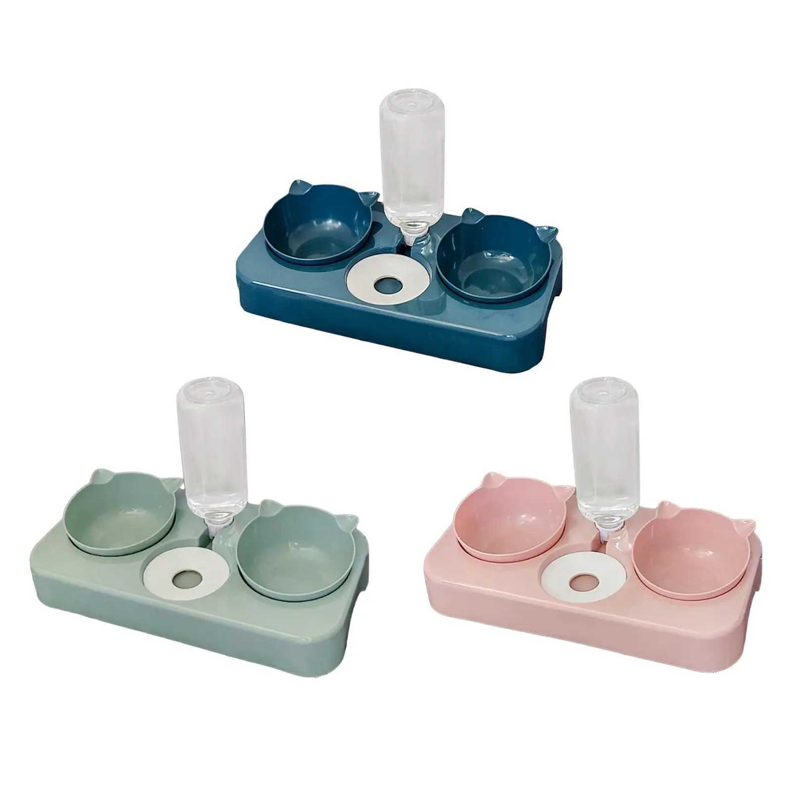 Cat Feeders 3 in 1 Dog Cat Bowls Water and Food Bowl Set for Rabbit Small or Medium Dogs z241213