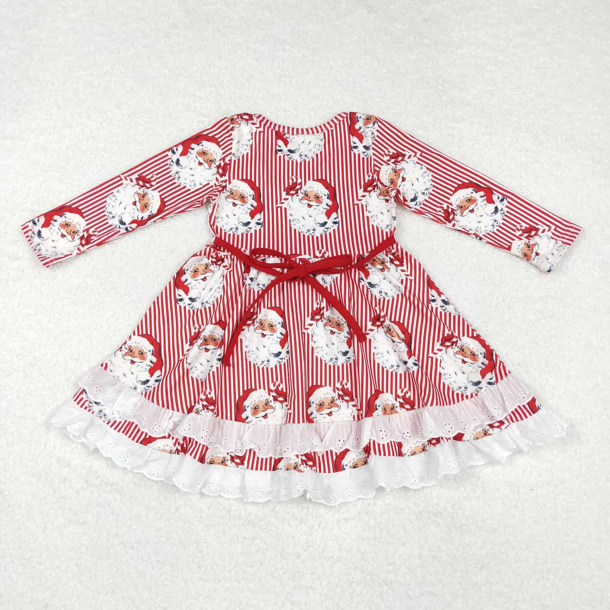 Childrens Christmas clothing long sleeved baby girl dress childrens fashion boutique clothing diagonal dress W241213