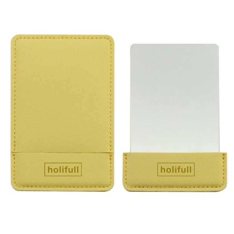 1PCS Portable Card Style Mini Shatter Proof Pocket Cosmetic Mirror PU Leather Cover Stainless Steel Unbreakable Makeup MirrorXJ241213
