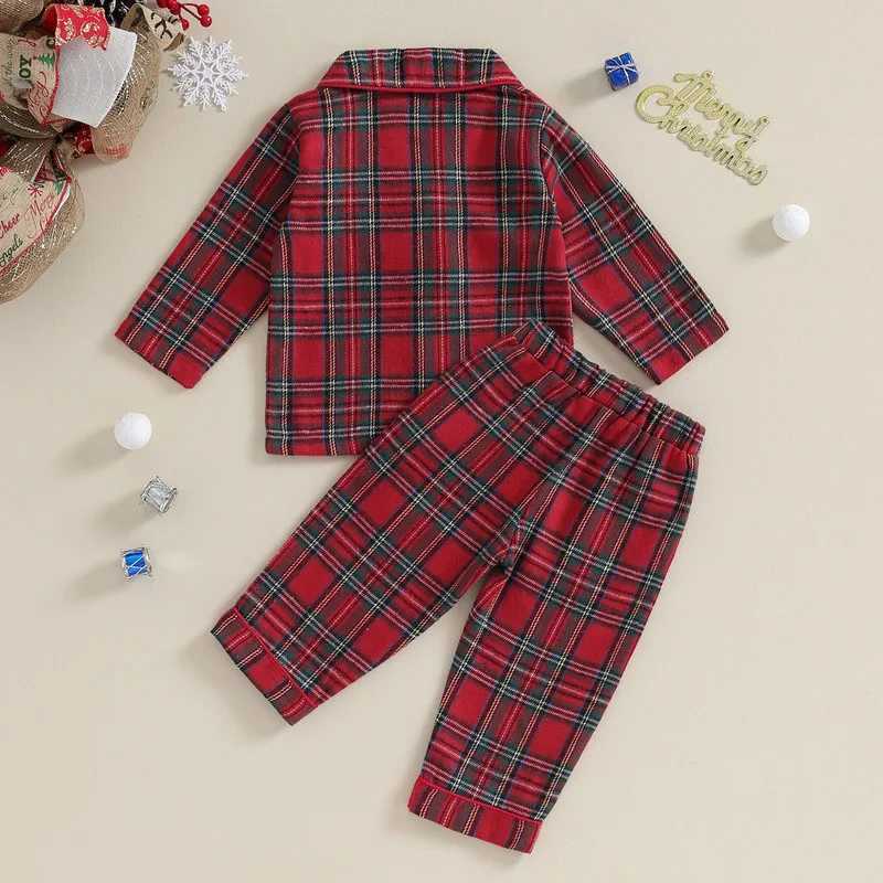6 months to 4 years Christmas childrens pajamas set smooth button long sleeved shirt and elastic pants casual wear W241213