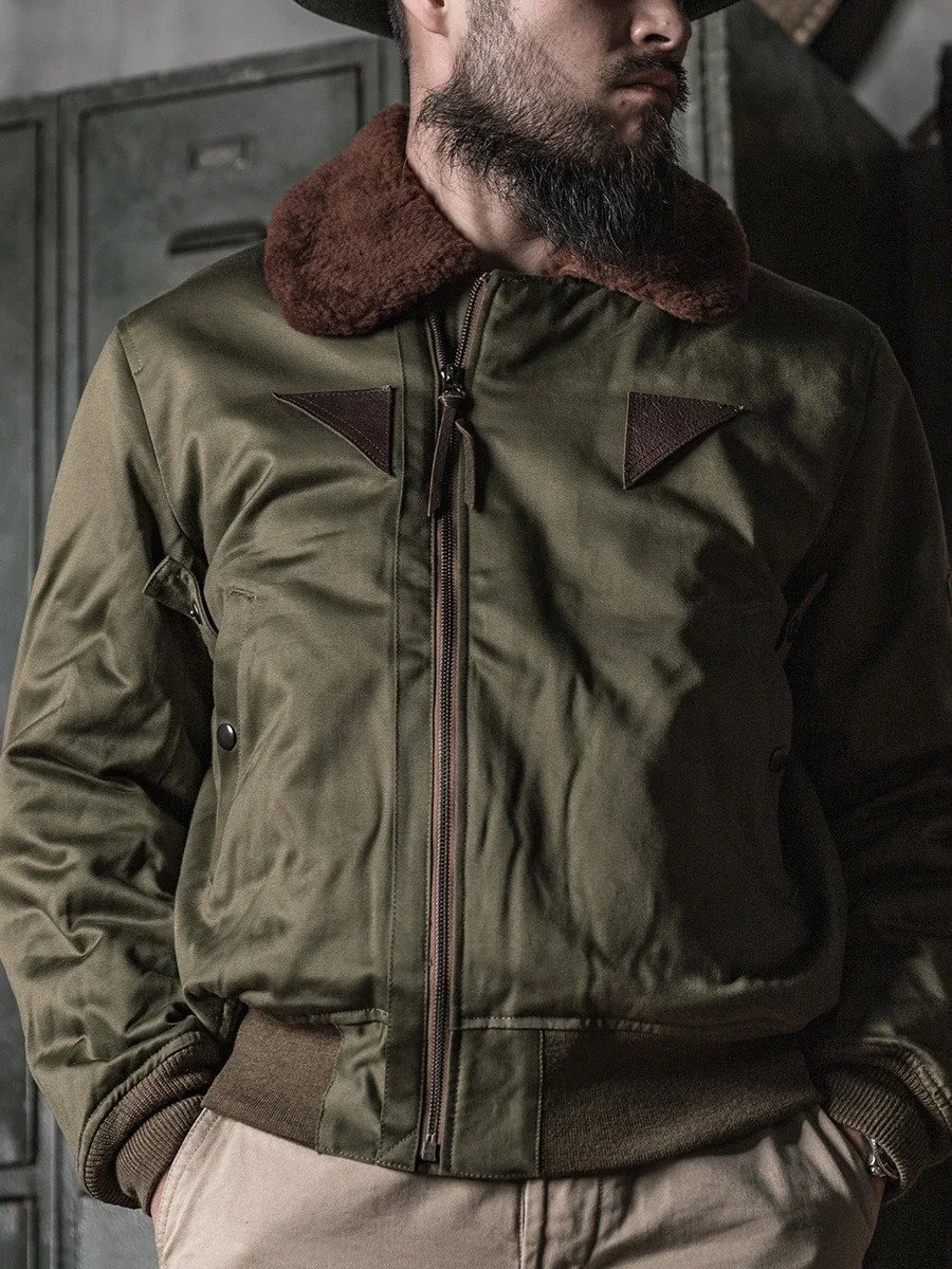 Bronson Type B15A Bomber Jacket Winter Mens Wool Lined Short Flight Coat B15 241213