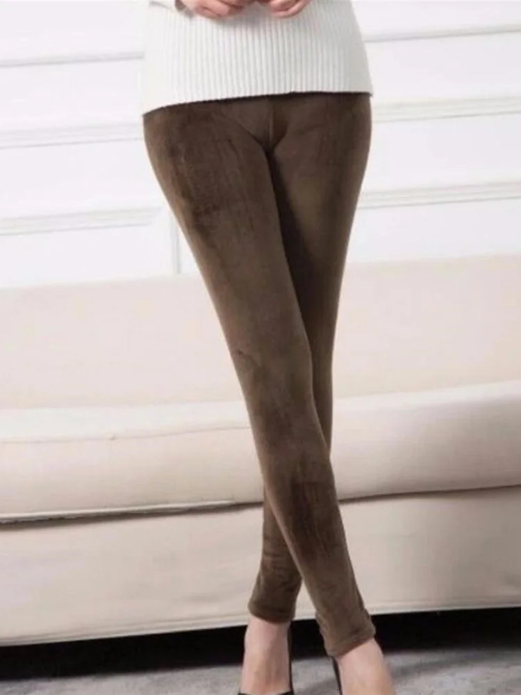 YSDNCHI Winter Velvet Long Leg Womens Double sided Warm Casual Trouser Pencil Pants Slim Fit Soft Elastic Pants 241205