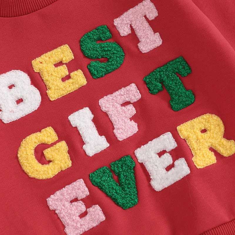 Childrens Christmas Set with Deer Print Long Sleeve Sweatshirt and Pants Set Childrens Christmas Clothing Boys and Girls Winter Clothing Set W241213
