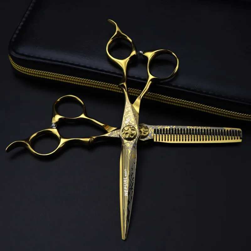 New Arrival Nepurlson 6-inch Damascus barber professional barber cutting and thinning salon barber Z241213
