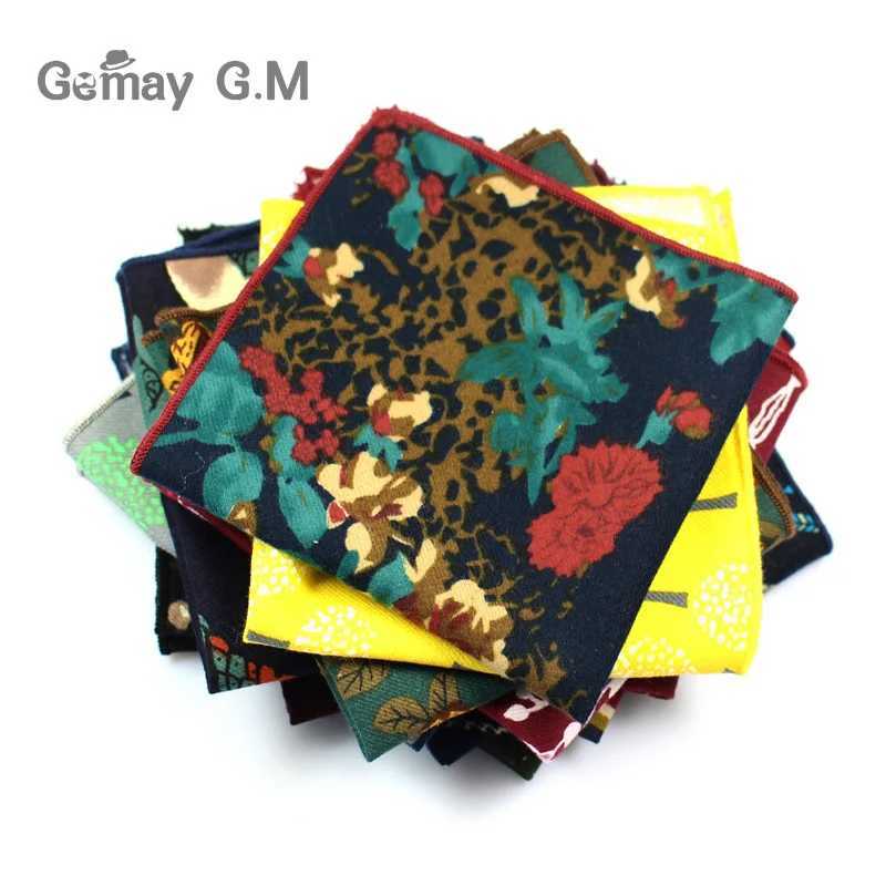 Fashion set floral print pocket square 25cm * 25cm mens cotton handle headscarf womens Hanji W241213
