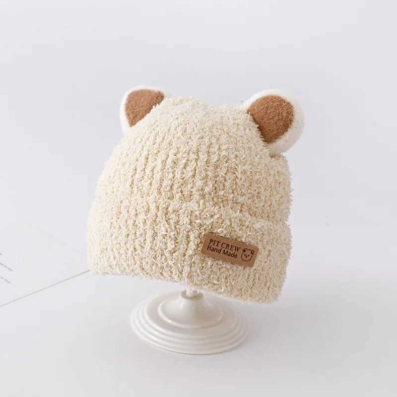 Baby Hat Winter Korean Sle Baby Plush Hat for Boys and Girls Knitted Warm Ear Protection Autumn and Winter Childrens Wool HatXJ241213
