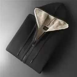 Autumn and winter pure color sheep velvet casual sports jacket mens warm wool lining thickened simple cardigan sports shirt W241213