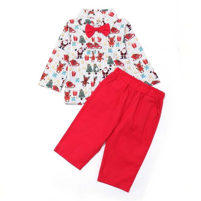 1-5 Yrs Kids Children Christmas Clothing Sets Long Sleeve Shirt Pants 2pcs Outfits Boy Autumn Spring Shirts Santa Claus For Xmas W241213