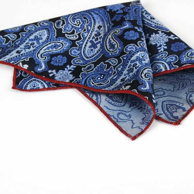Classic Mens Handle Retro Silk Hanji Jacquard Weaving Colorful Paisley Pocket Square 25 * 25cm Wedding Party Chest Towel W241213