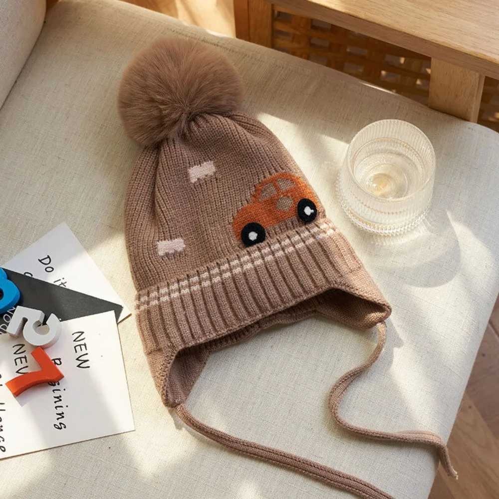 Dinosaur Boys Girls Ear Protection Hat Winter Children Knitted Hats Warm Baby Thicken Beanies Cap Kids AccessoriesXJ241213