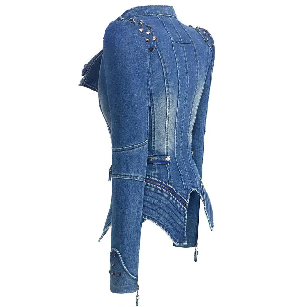 SX Womens Spring/Autumn Cowboy River Punk Short Slim Jacket Motorcycle Windproof Zipper Jacket 241209