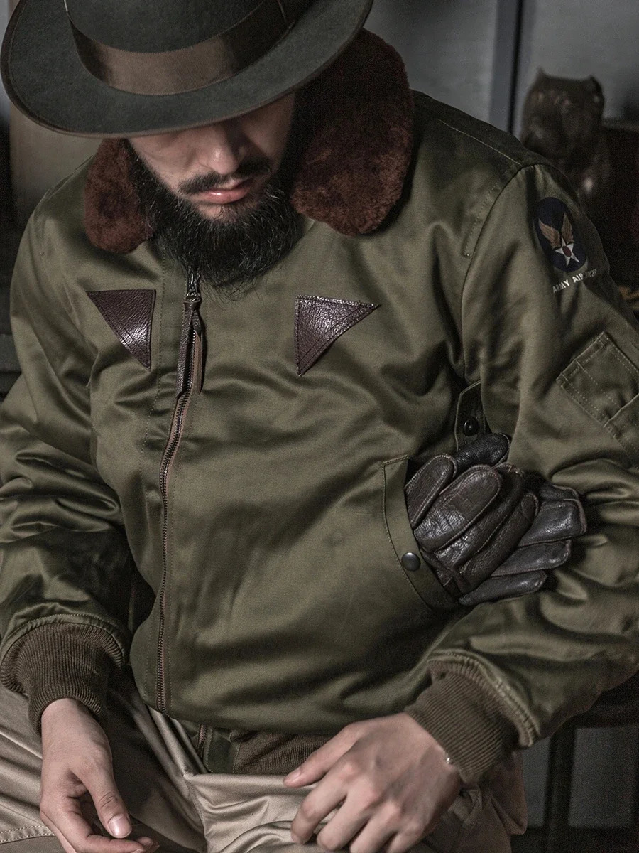 Bronson Type B15A Bomber Jacket Winter Mens Wool Lined Short Flight Coat B15 241213