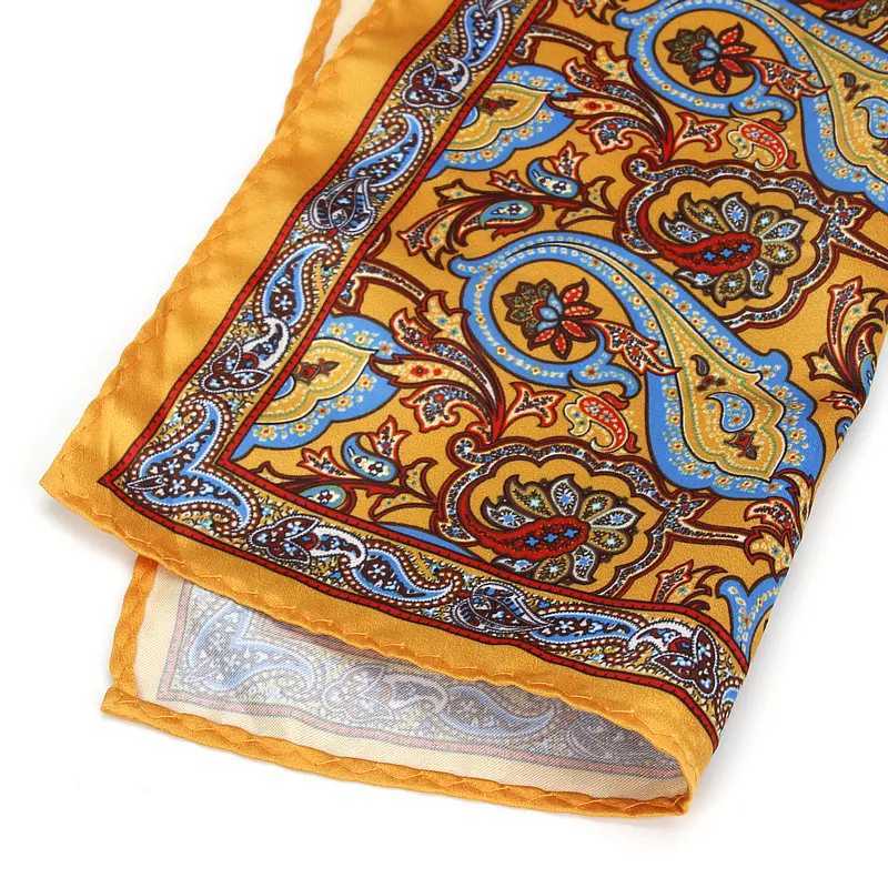 New mens handle retro Paisley pocket square soft Hanks wedding party commercial artificial silk chest scarf gift W241213
