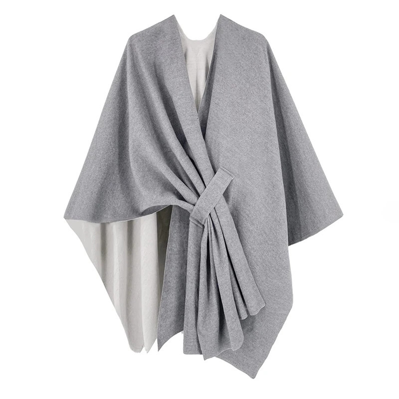 Winter Warm Ponchos And Capes Men Women Shawl Double-Sided Wearable Thicken Blanket Soft Scarf Cashmere Wraps Pashmina Bufanda 241212