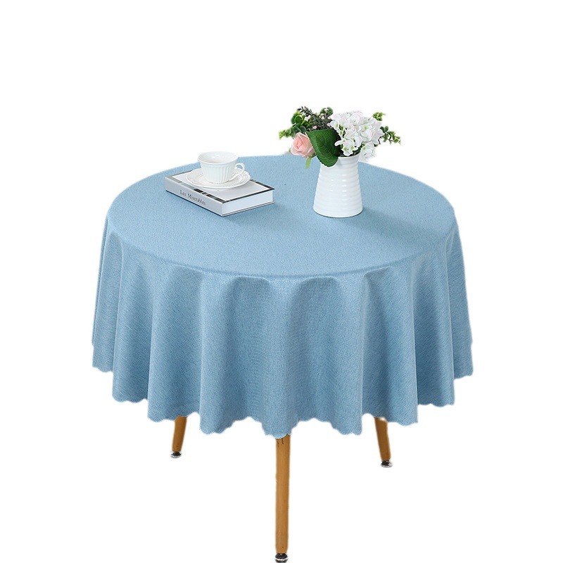Four Season Cotton Small Round Tablecloth, Home Solid Color Retro Wavy Edge Circular Tablecloth Artistic New Style LN957