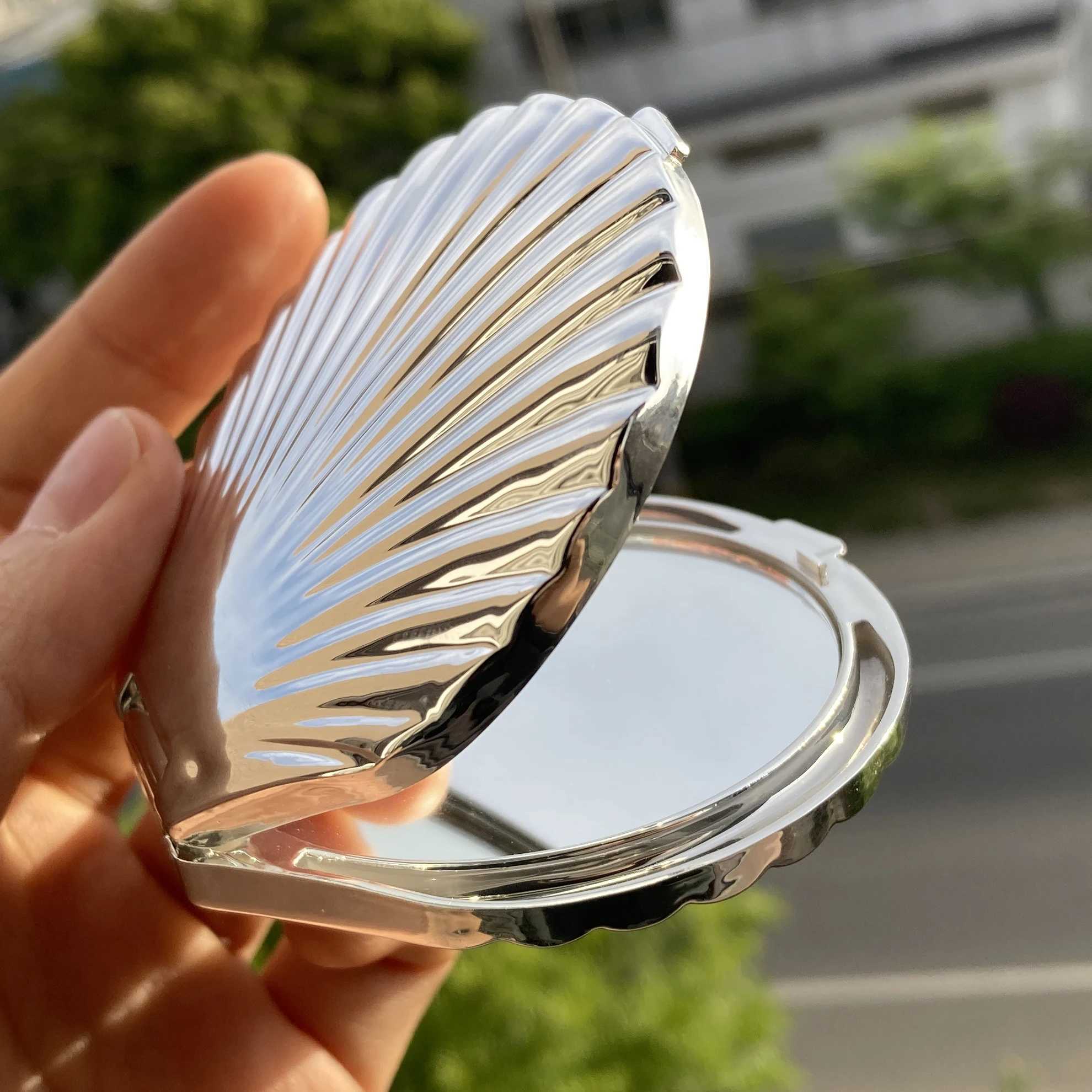 Shell Shape Double Sided Makeup Mirror 2 Pack Sliver Hand Mirror Buy 1 and Get 1 FreeXJ241213