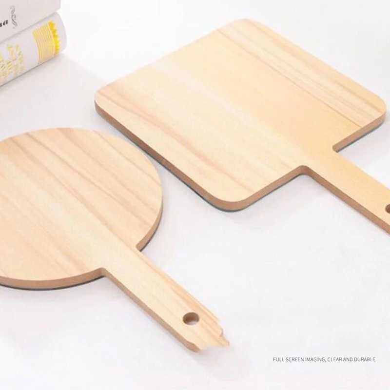 Handheld Travel Mirror Dressing Table Mirror Wood Handheld Plain Mirror Cosmetic Salon Makeup Hand Mirror for HairdressersXJ241213