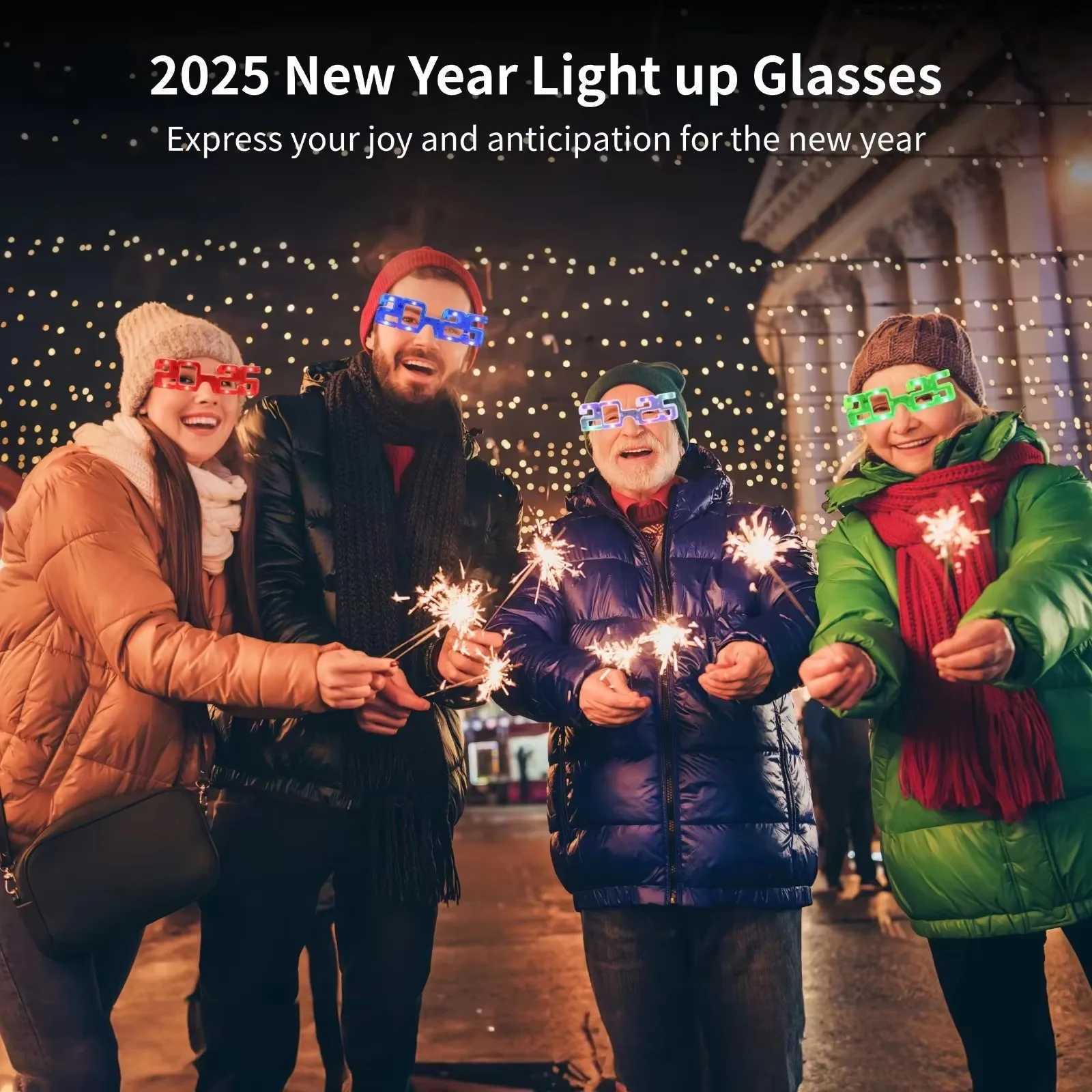 Sunglasses 5-30pcs LED 2025 Glasses Light Up Sunglass for Kids Adult Birthday Neon Wedding Thanksgivings Xmas New Year Glow Party Supplies H241213